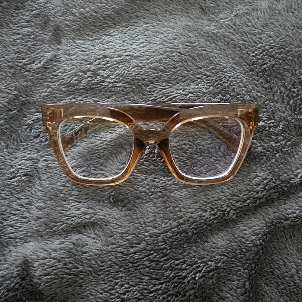 Zeelool tan wide frame prescription glasses